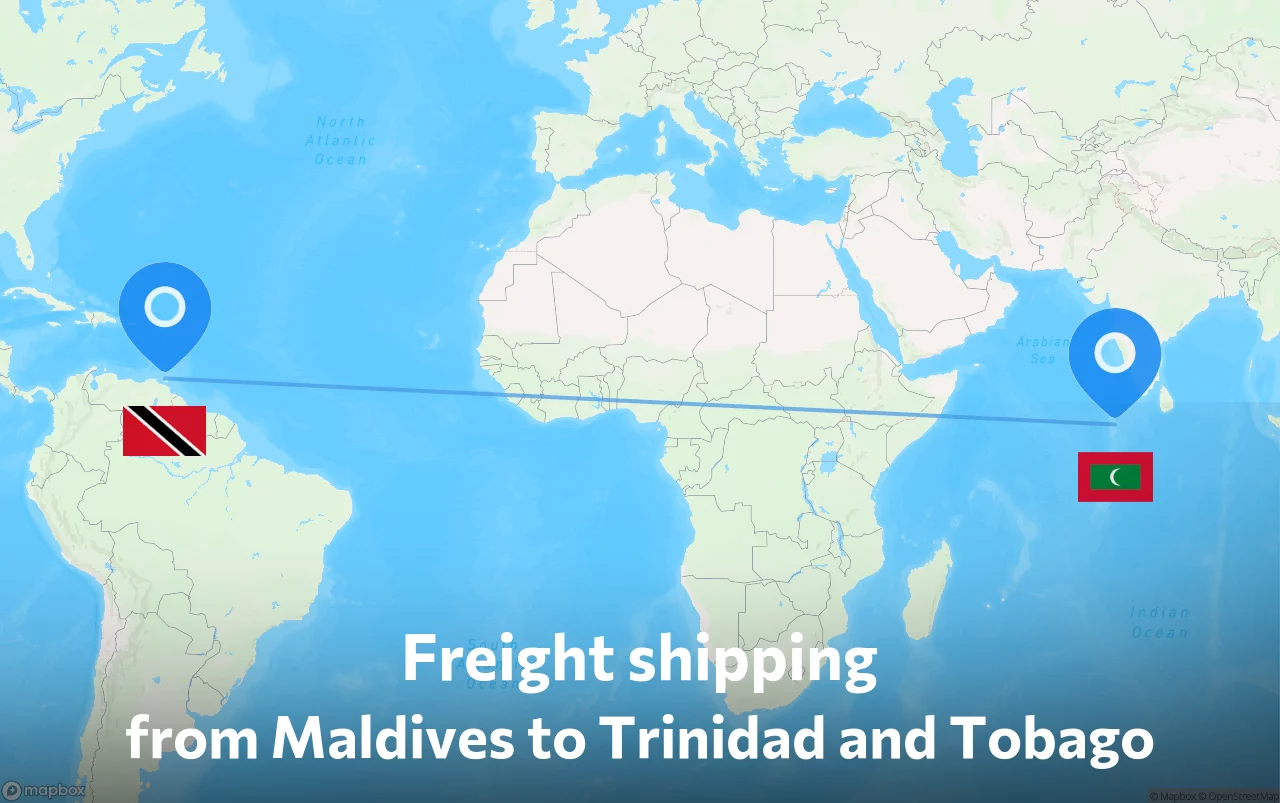 Shipping route from Maldives to Trinidad and Tobago
