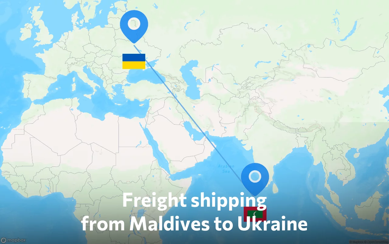 Shipping route from Maldives to Ukraine