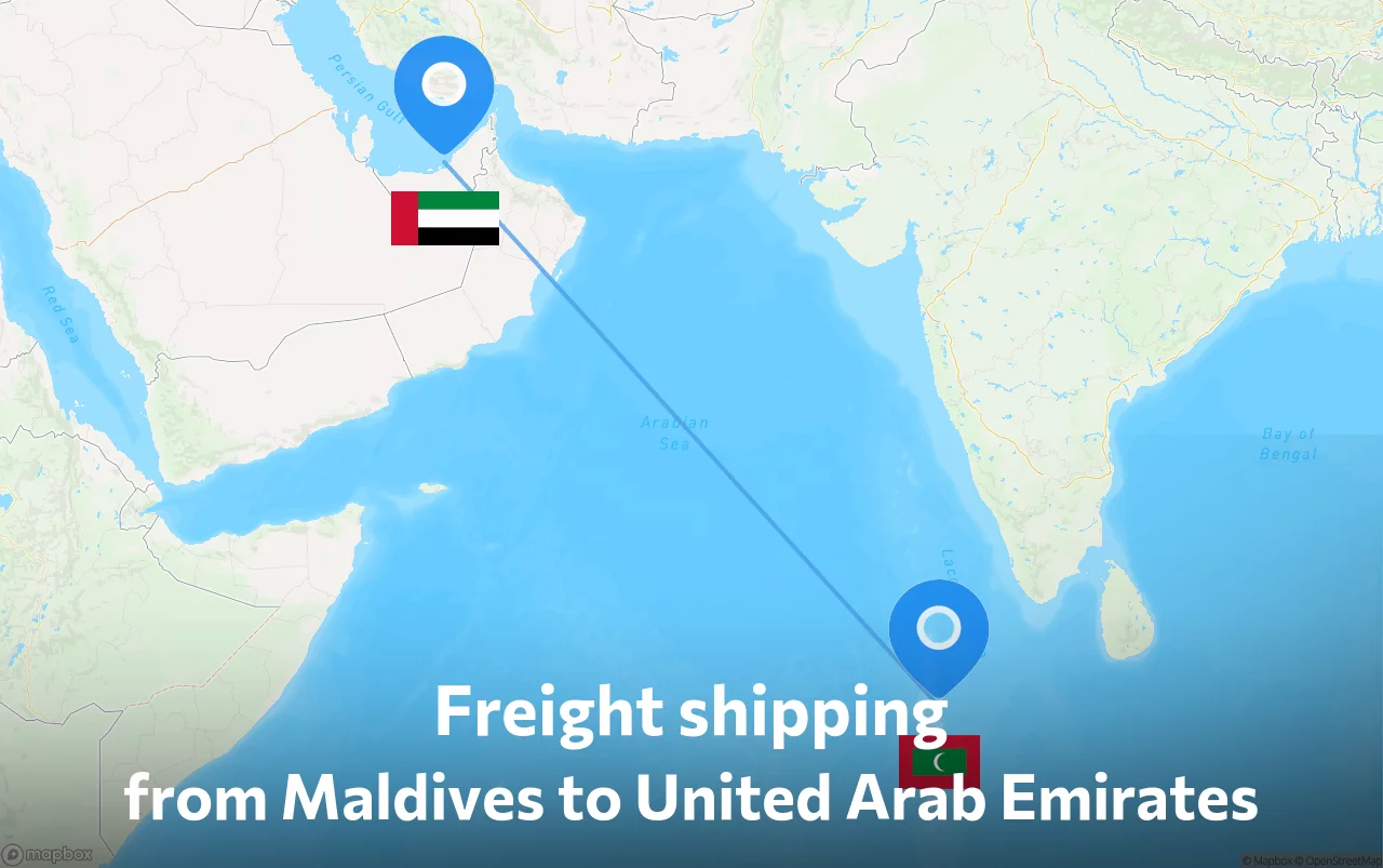 Shipping route from Maldives to United Arab Emirates