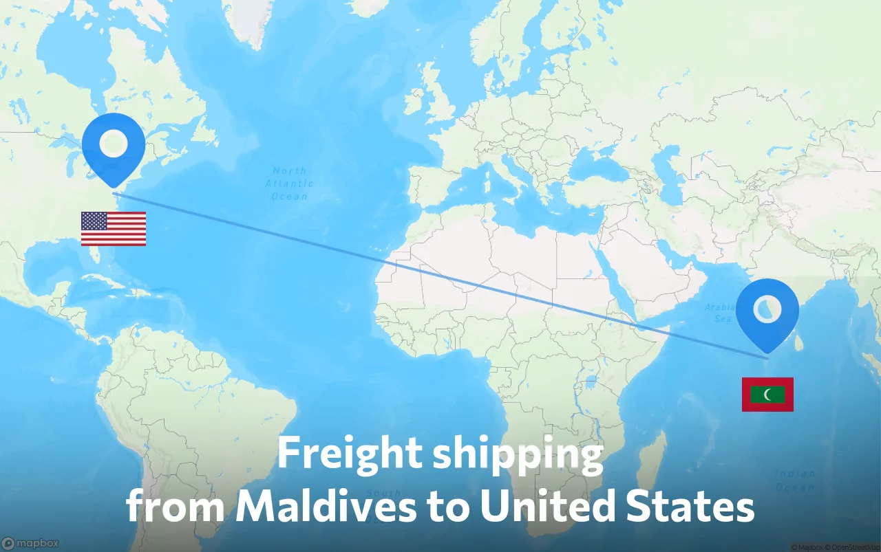 Shipping route from Maldives to United States