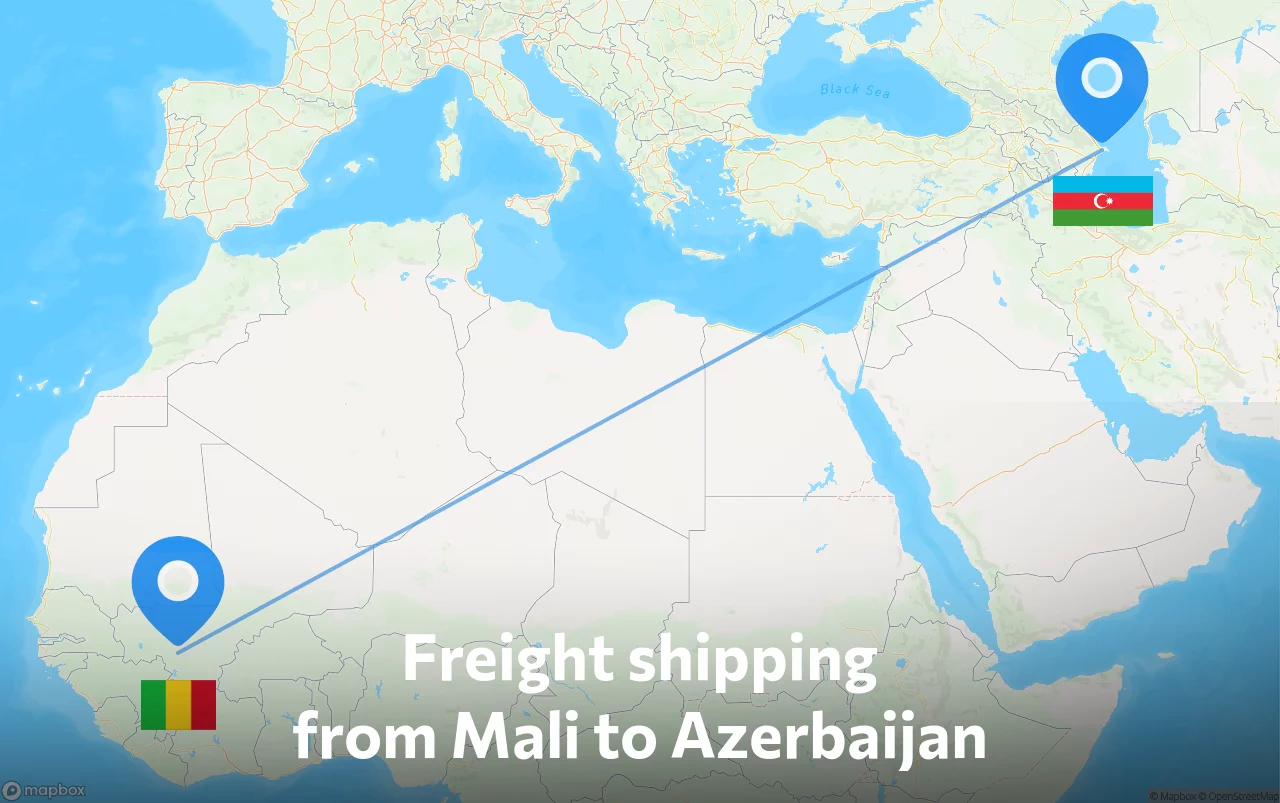 Shipping route from Mali to Azerbaijan