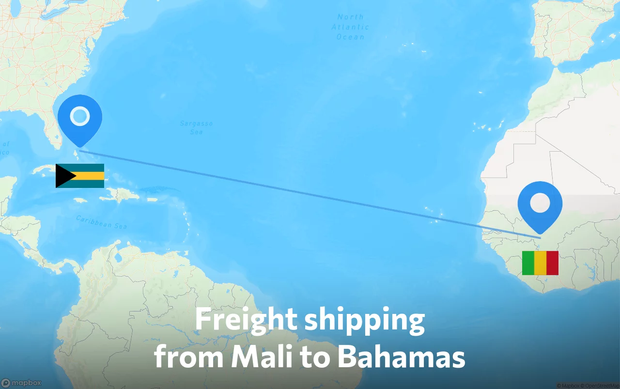 Shipping route from Mali to Bahamas
