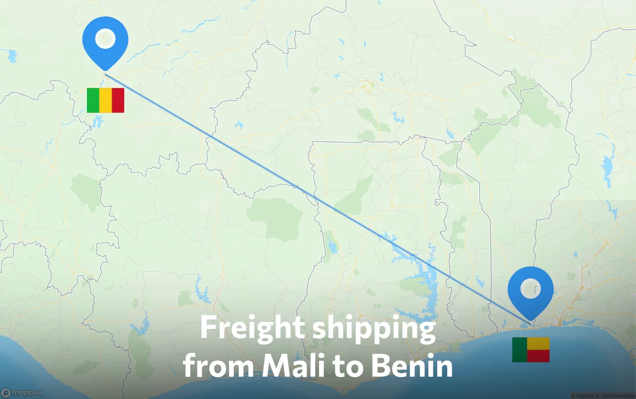 Shipping route from Mali to Benin