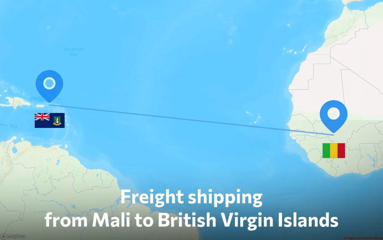 Shipping route from Mali to British Virgin Islands