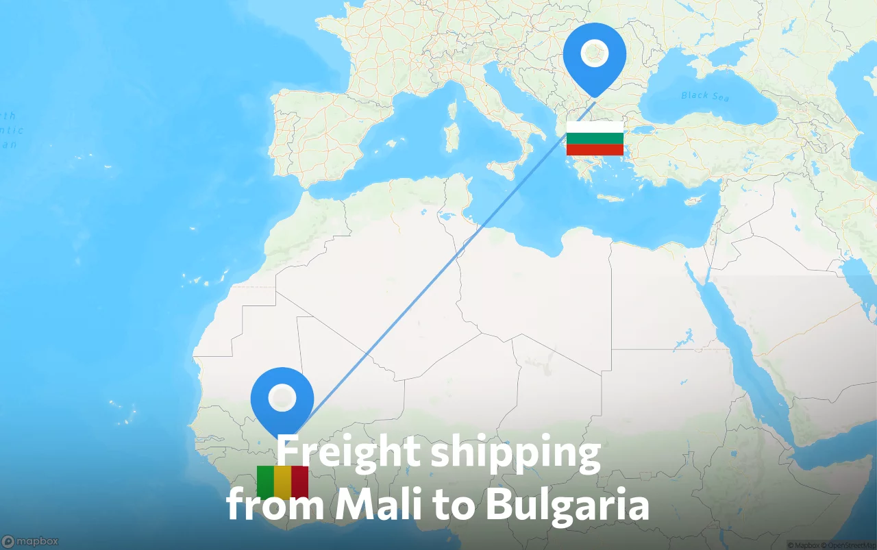 Shipping route from Mali to Bulgaria