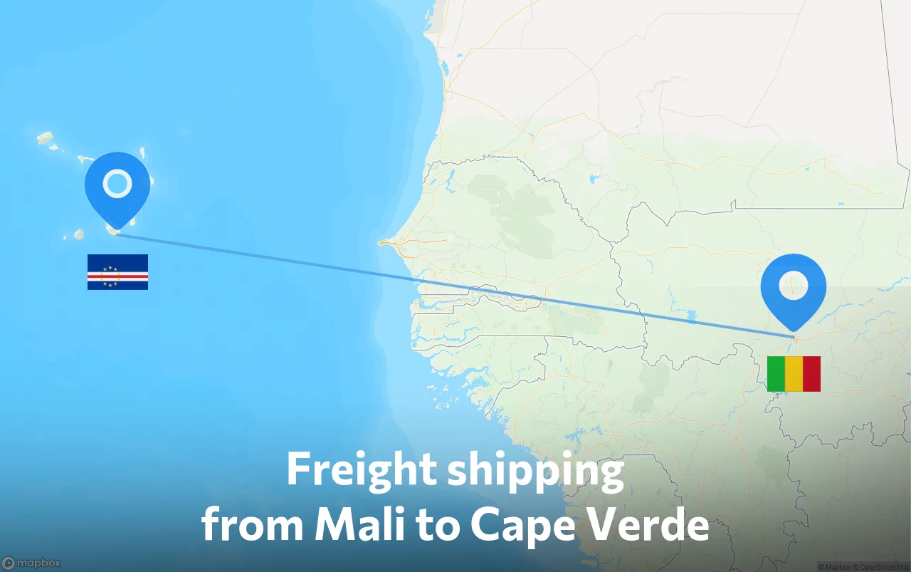 Shipping route from Mali to Cape Verde