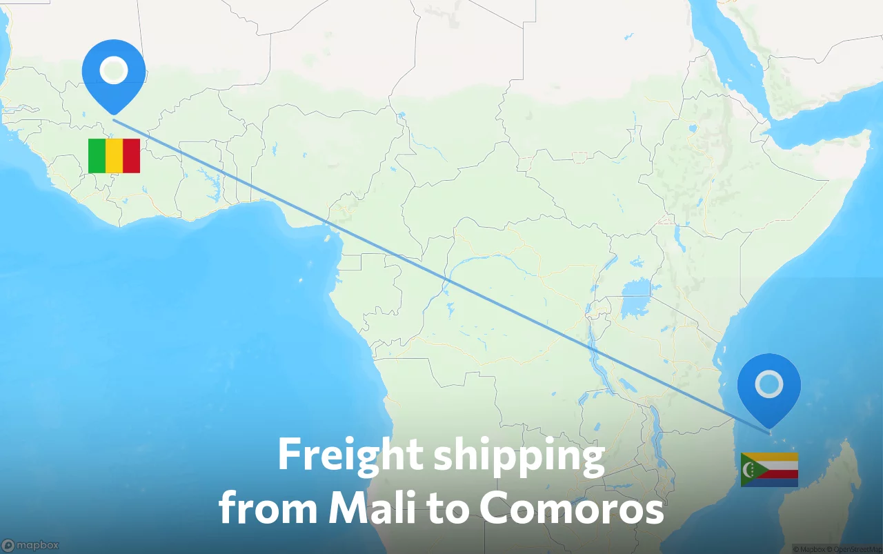 Shipping route from Mali to Comoros