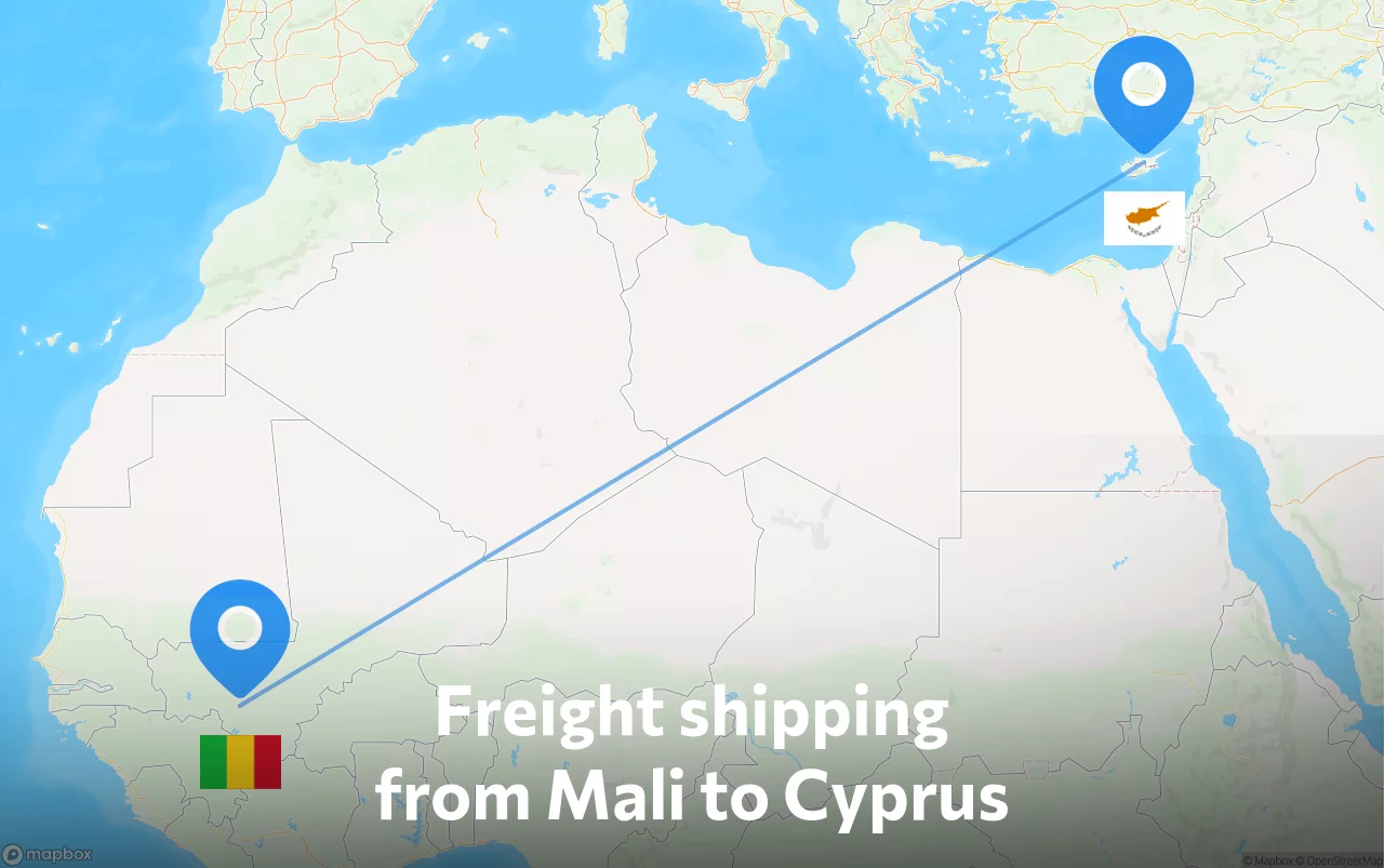 Shipping route from Mali to Cyprus