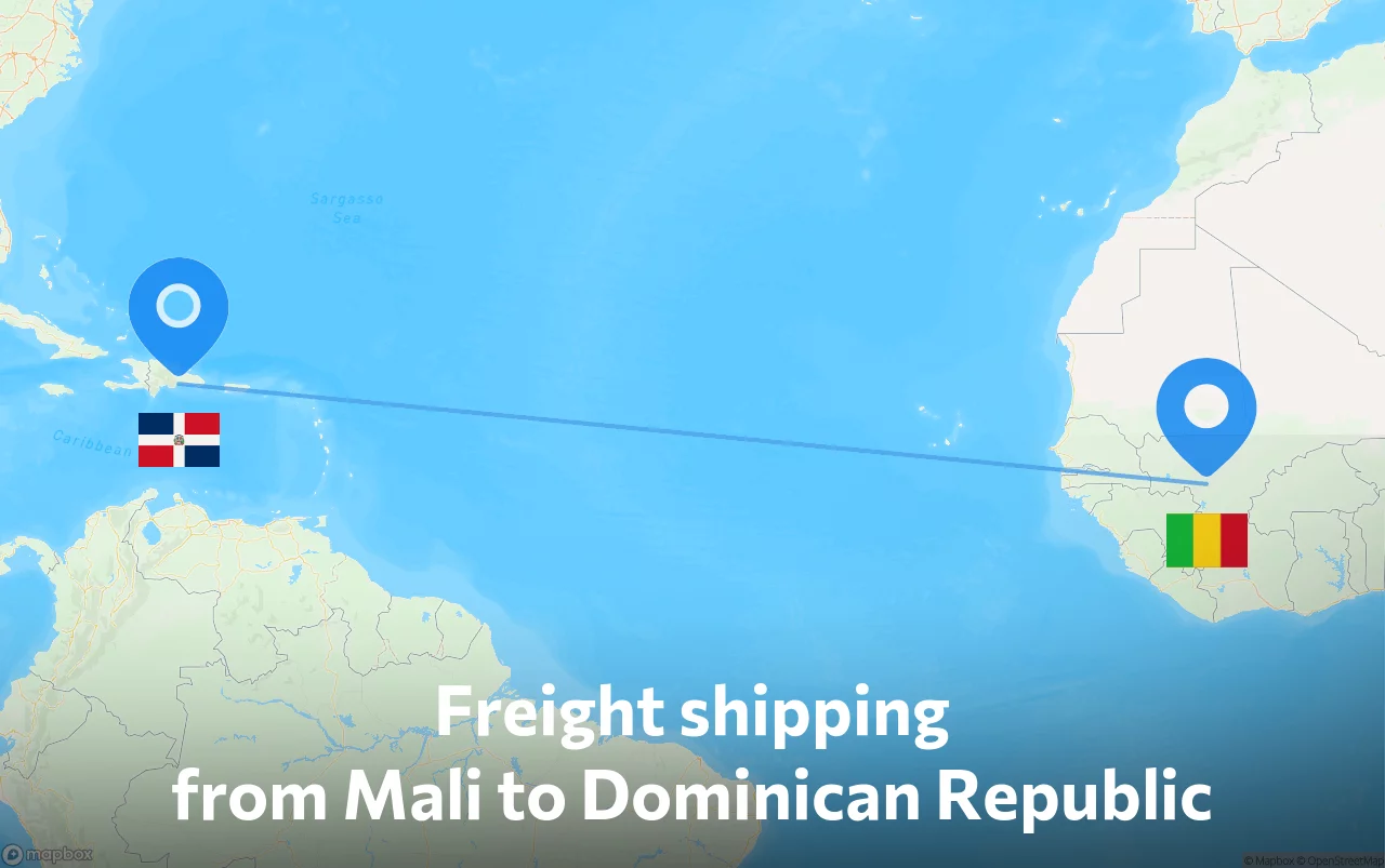 Shipping route from Mali to Dominican Republic
