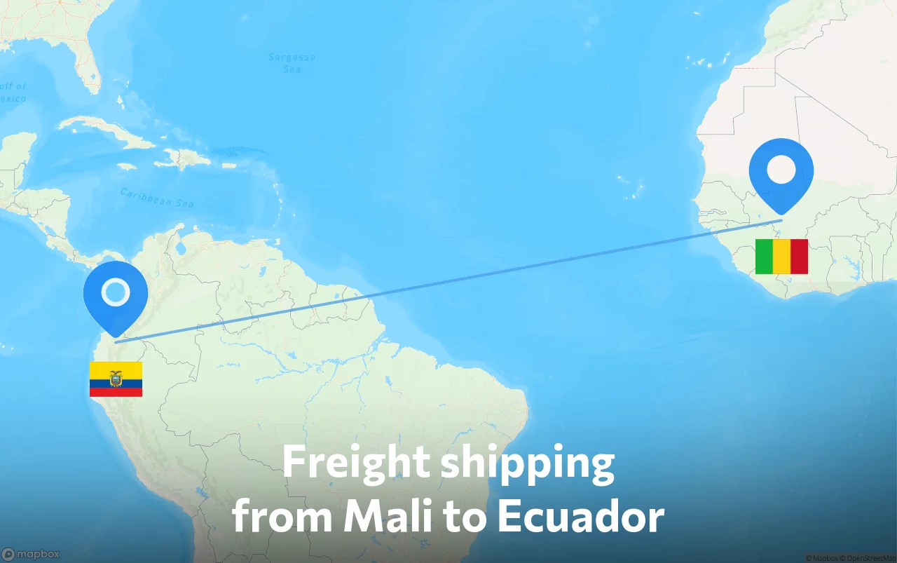 Shipping route from Mali to Ecuador