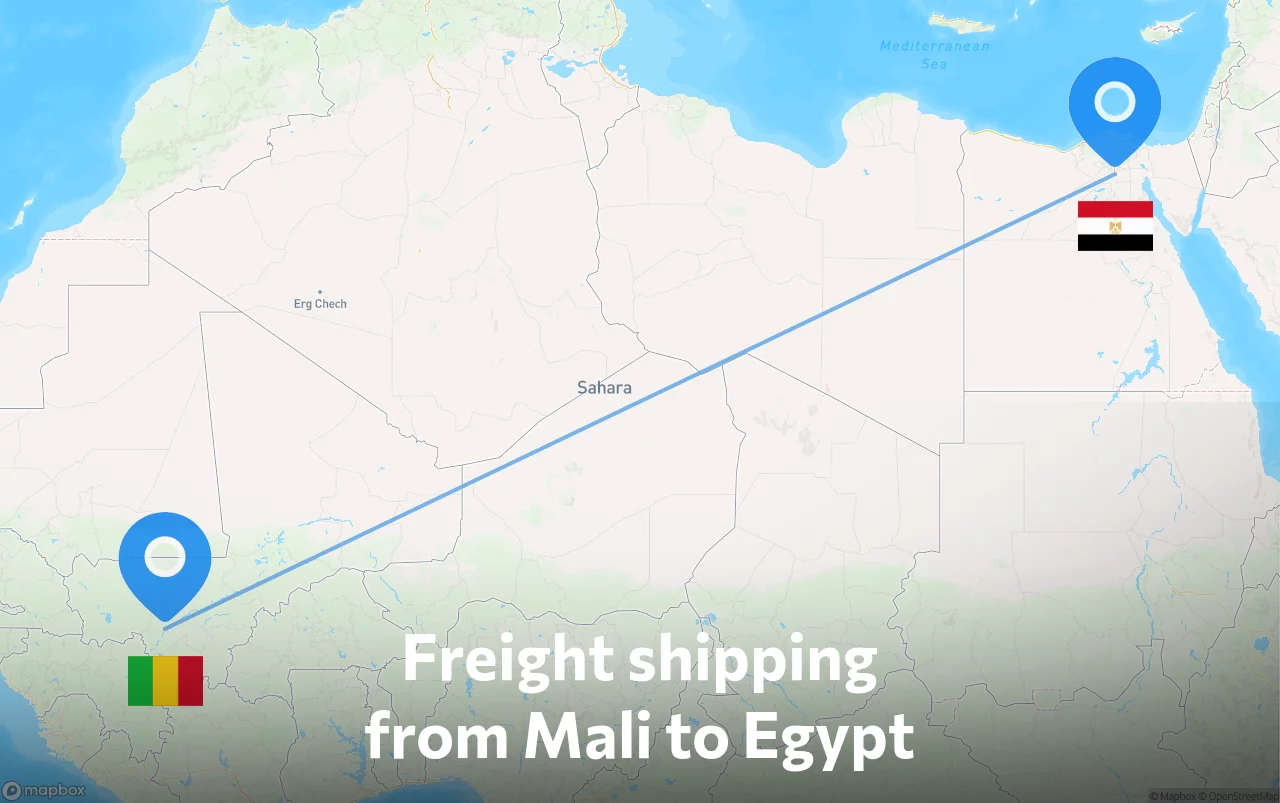 Shipping route from Mali to Egypt