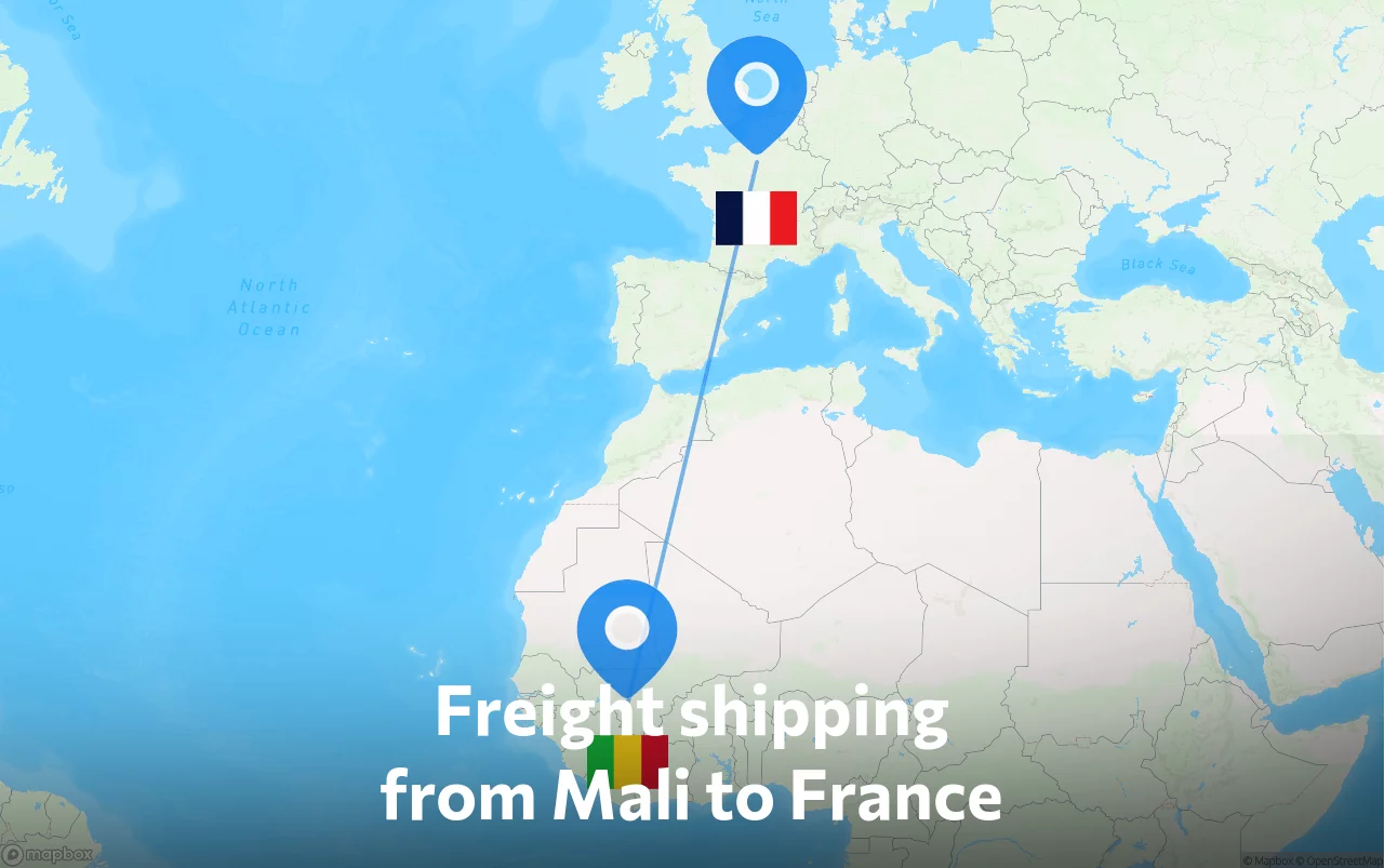 Shipping route from Mali to France