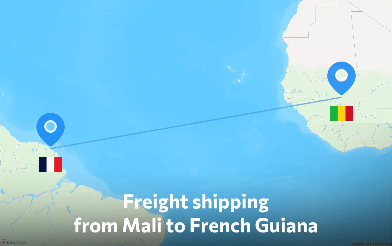 Shipping route from Mali to French Guiana