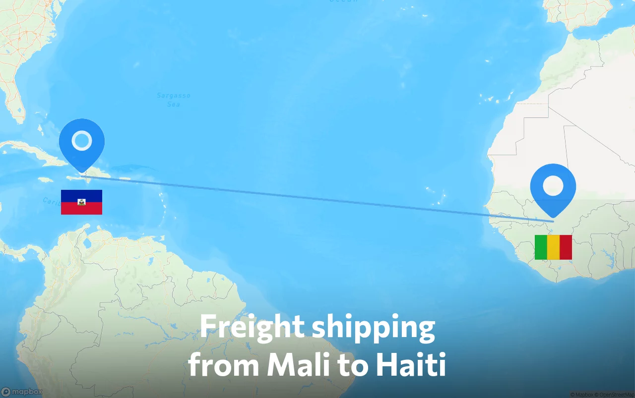 Shipping route from Mali to Haiti