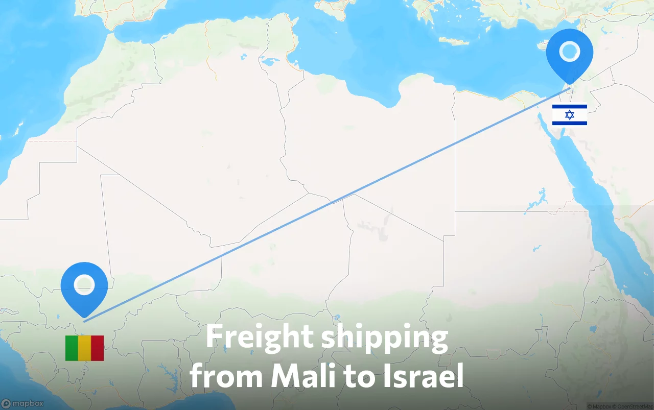 Shipping route from Mali to Israel