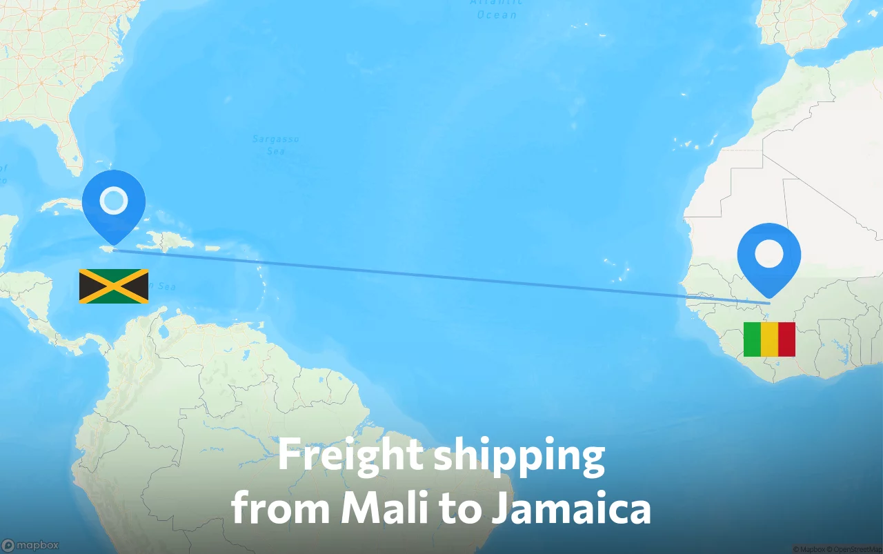 Shipping route from Mali to Jamaica