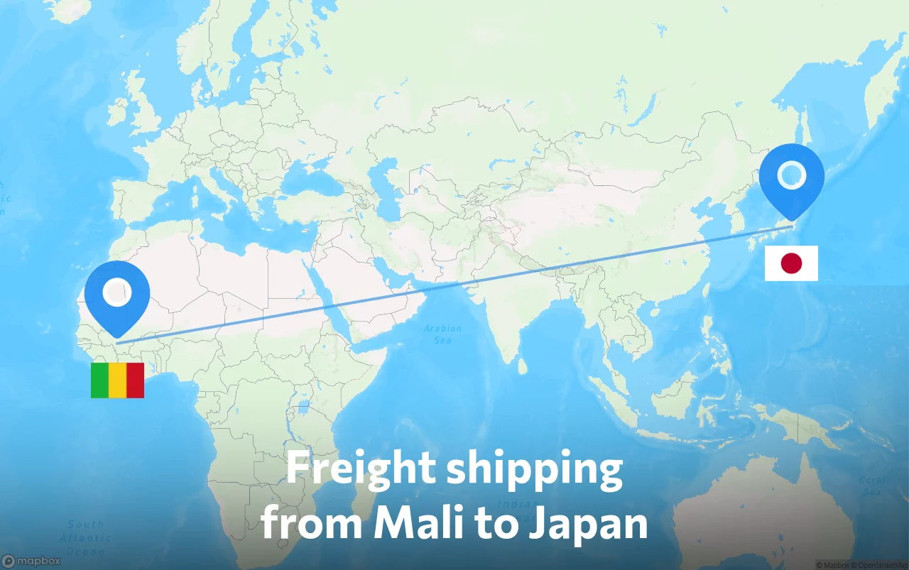 Shipping route from Mali to Japan