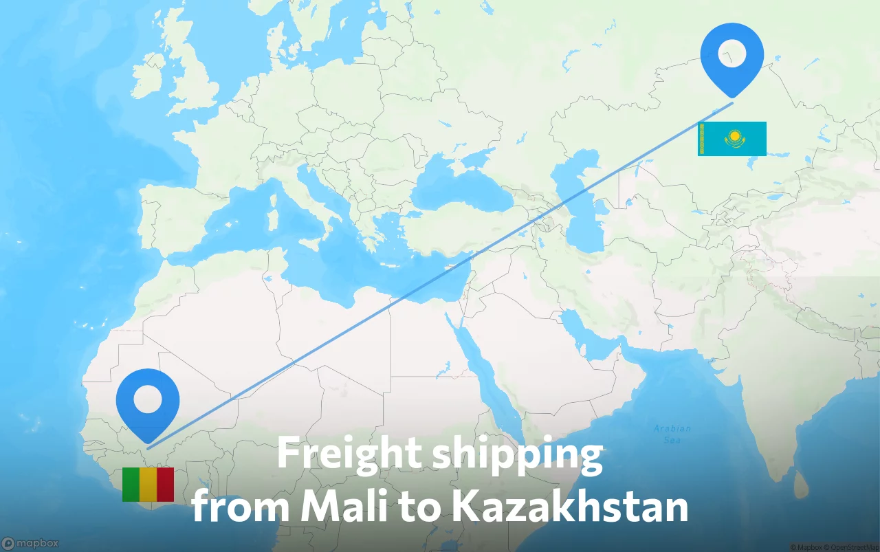 Shipping route from Mali to Kazakhstan