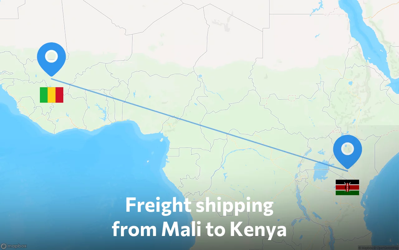 Shipping route from Mali to Kenya