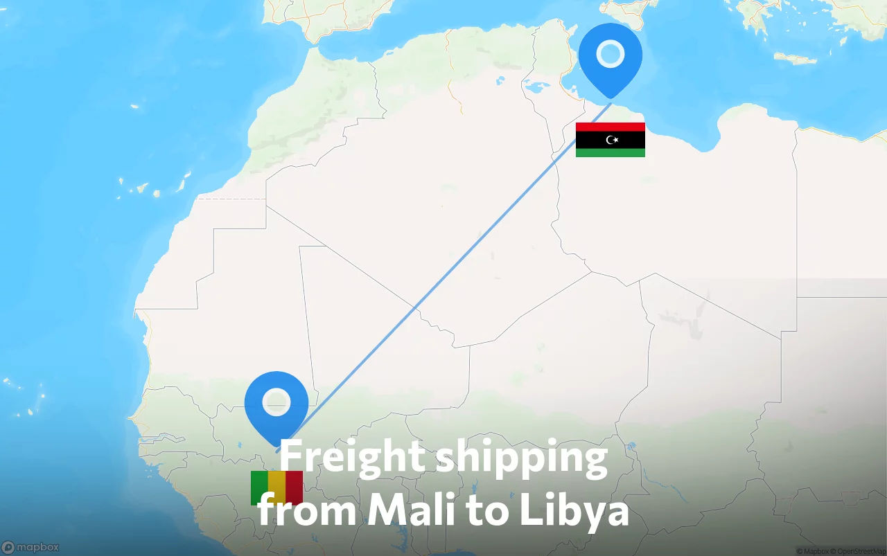Shipping route from Mali to Libya