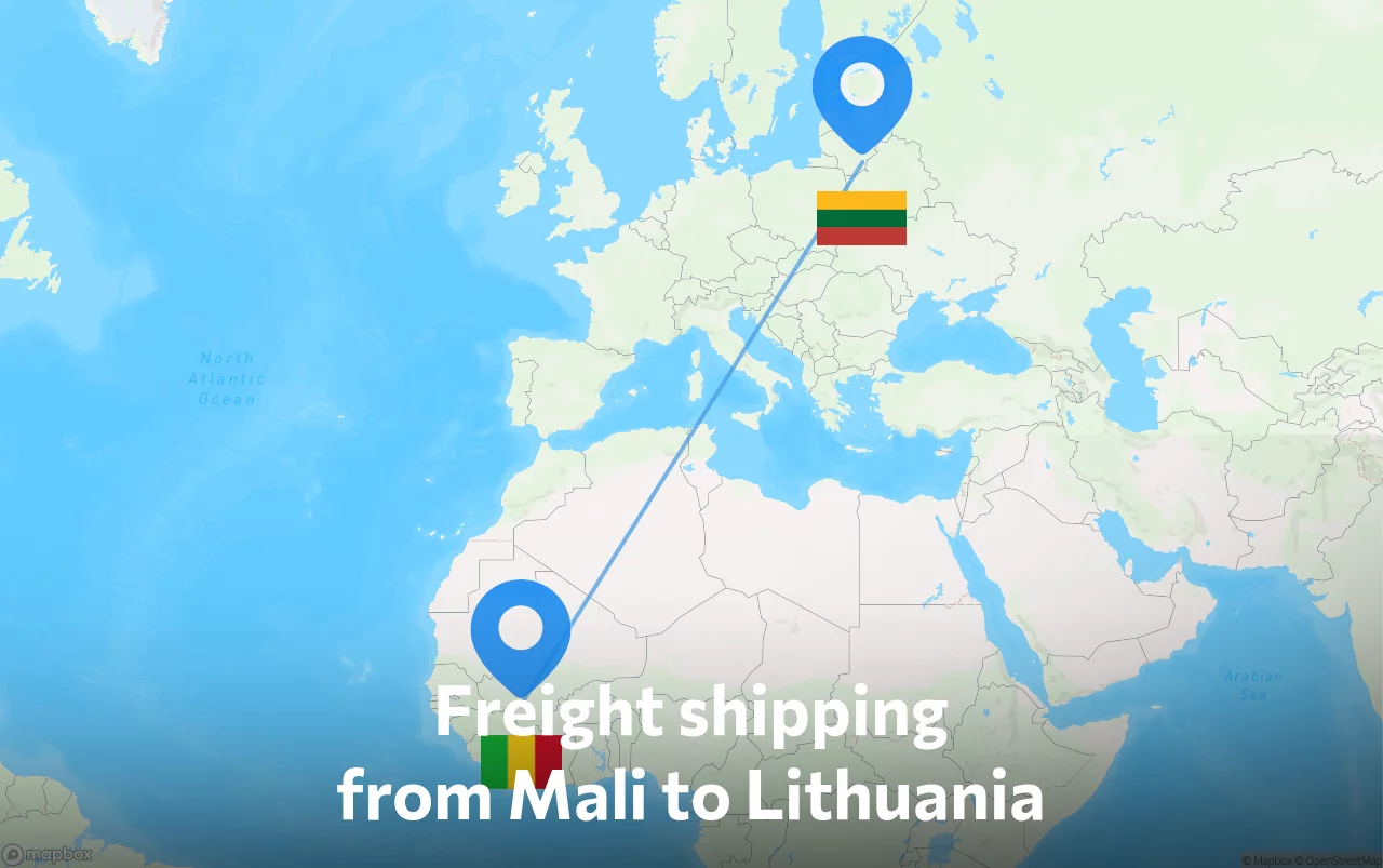 Shipping route from Mali to Lithuania
