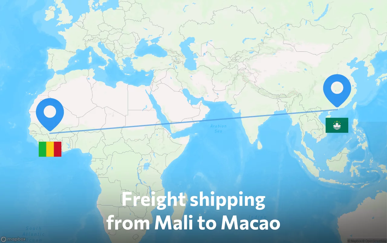 Shipping route from Mali to Macao