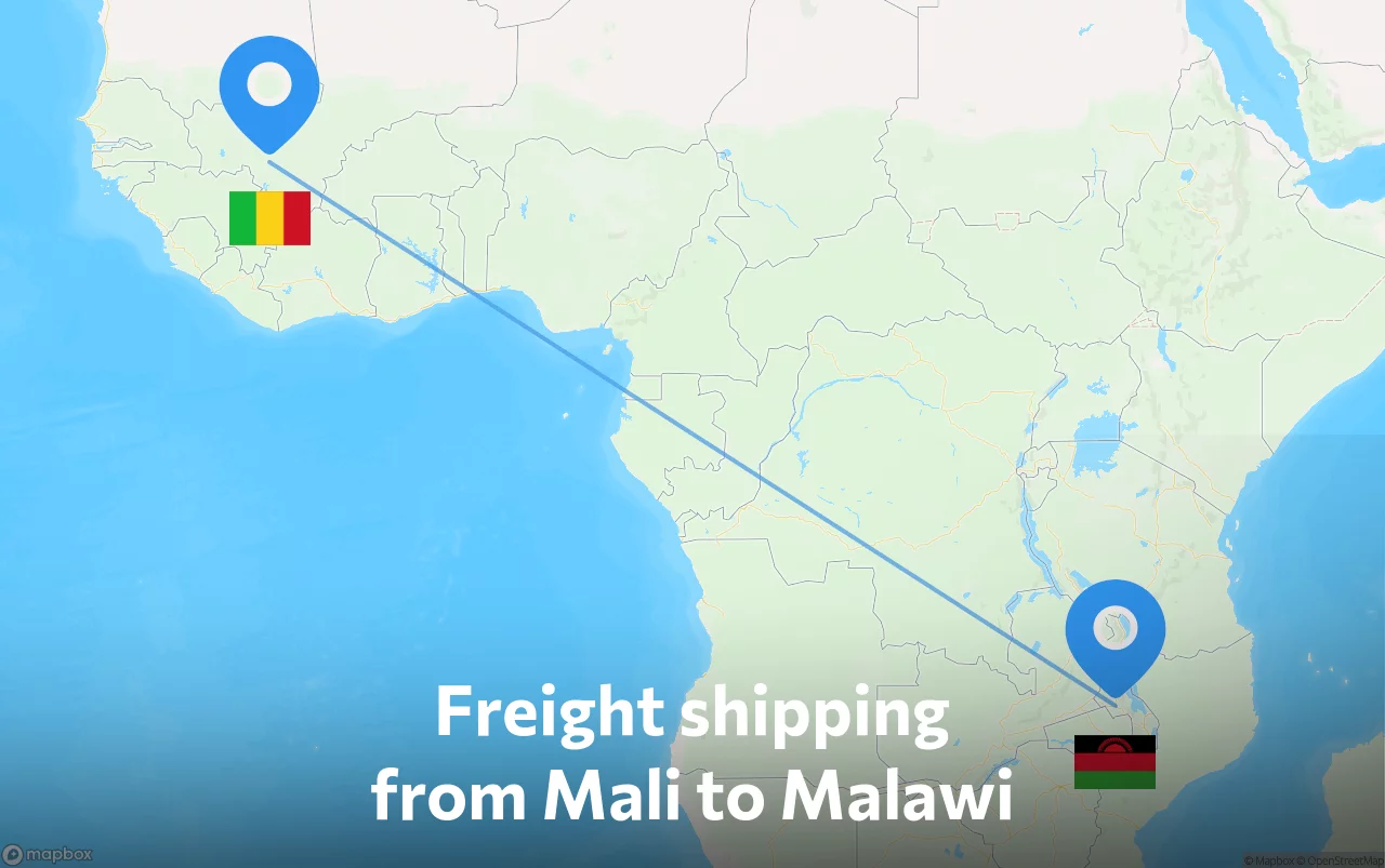 Shipping route from Mali to Malawi