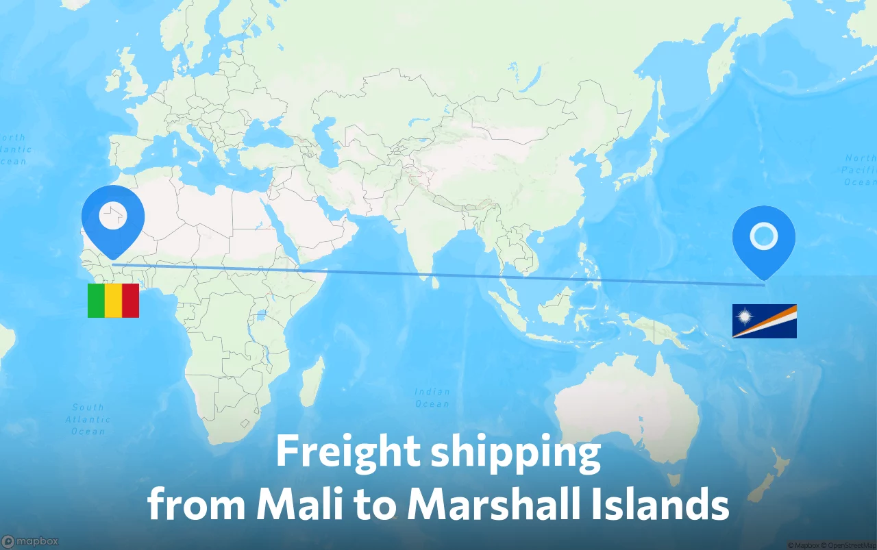 Shipping route from Mali to Marshall Islands