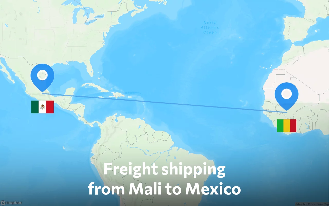 Shipping route from Mali to Mexico