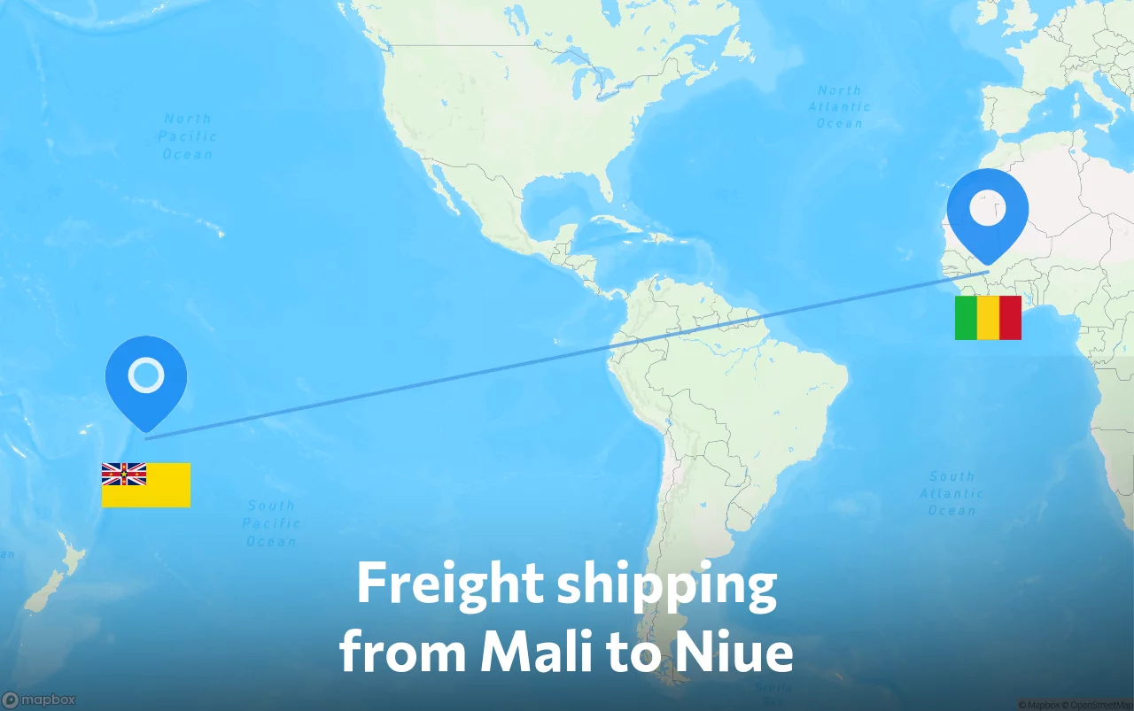 Shipping route from Mali to Niue