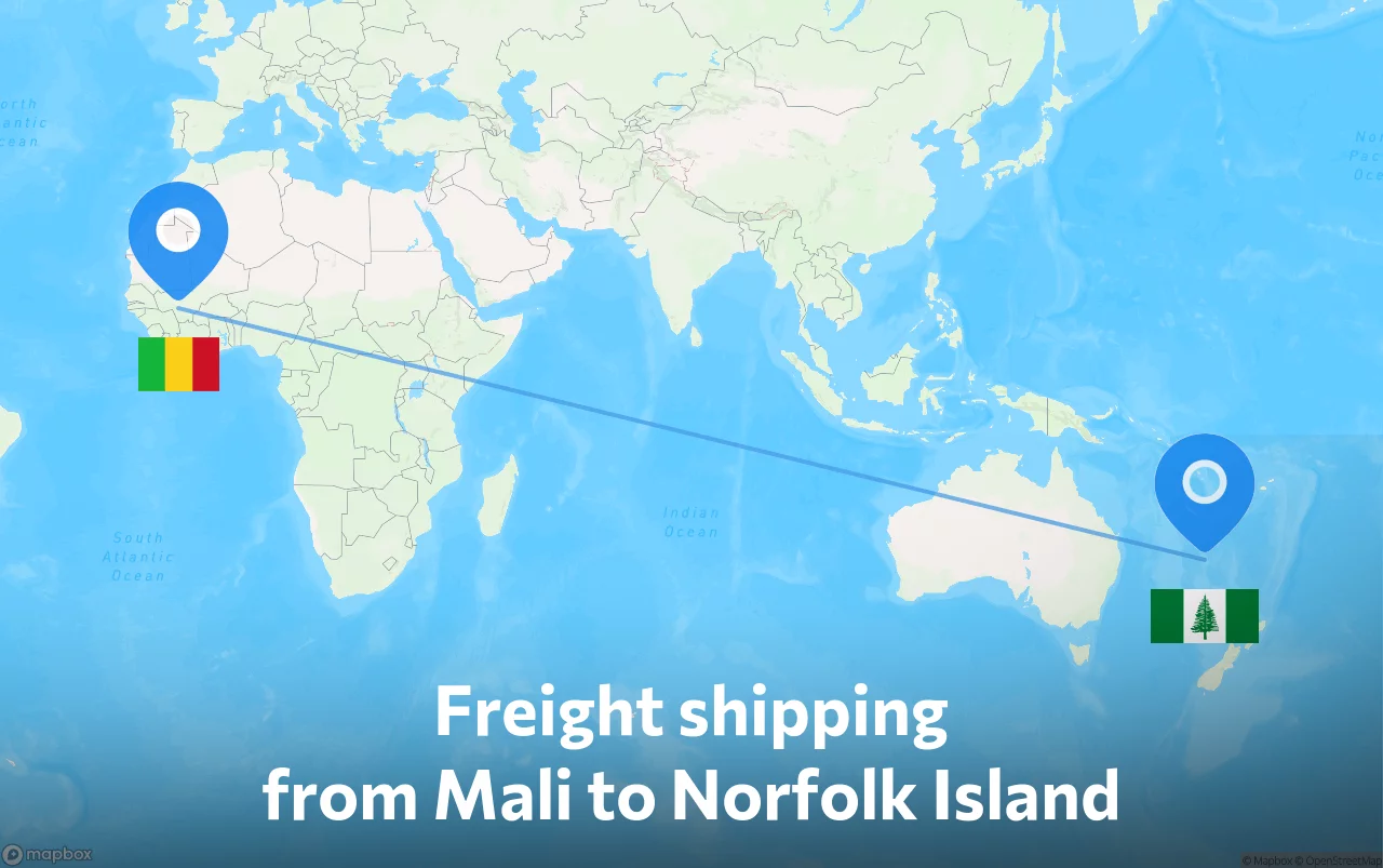 Shipping route from Mali to Norfolk Island