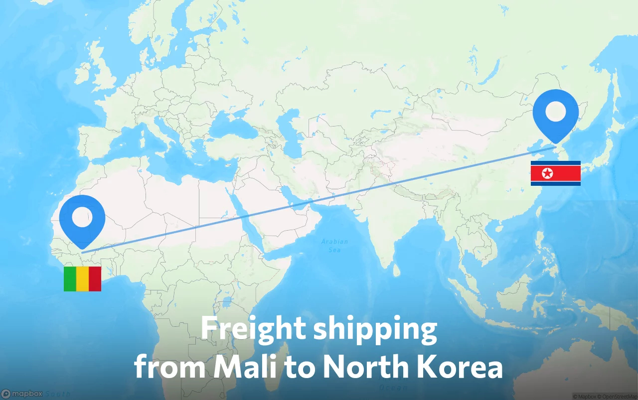 Shipping route from Mali to North Korea