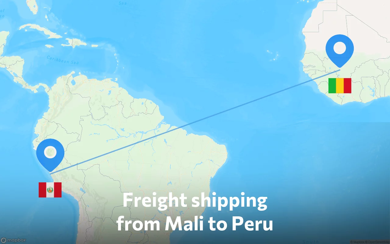 Shipping route from Mali to Peru