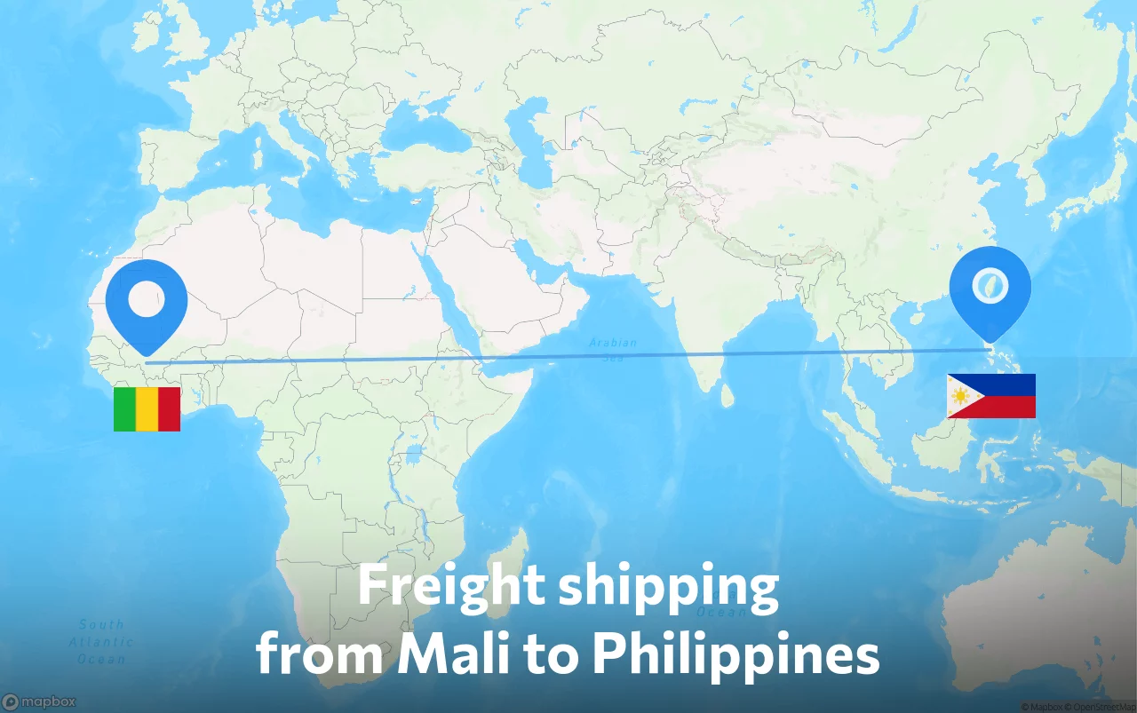 Shipping route from Mali to Philippines