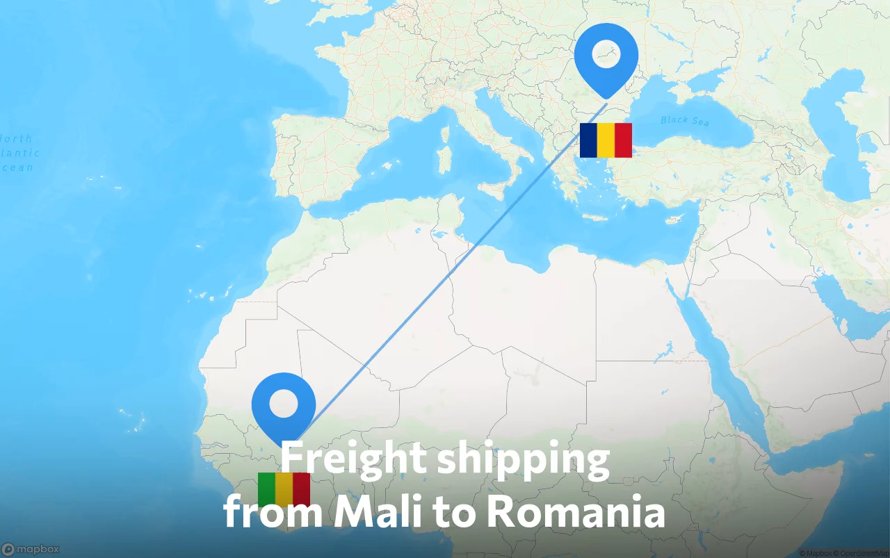 Shipping route from Mali to Romania