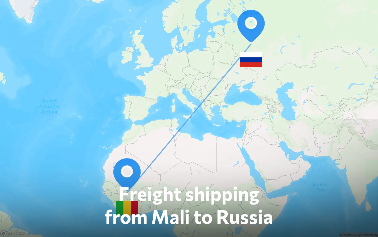 Shipping route from Mali to Russia