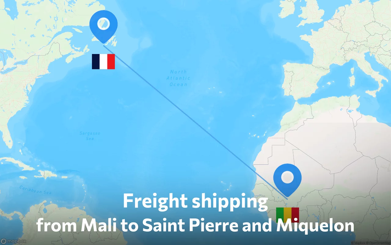 Shipping route from Mali to Saint Pierre and Miquelon