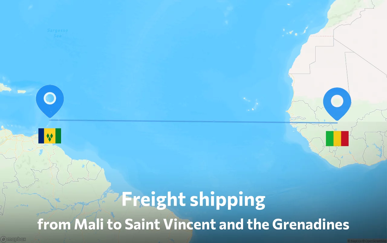 Shipping route from Mali to Saint Vincent and the Grenadines