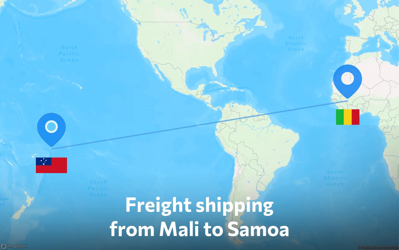 Shipping route from Mali to Samoa