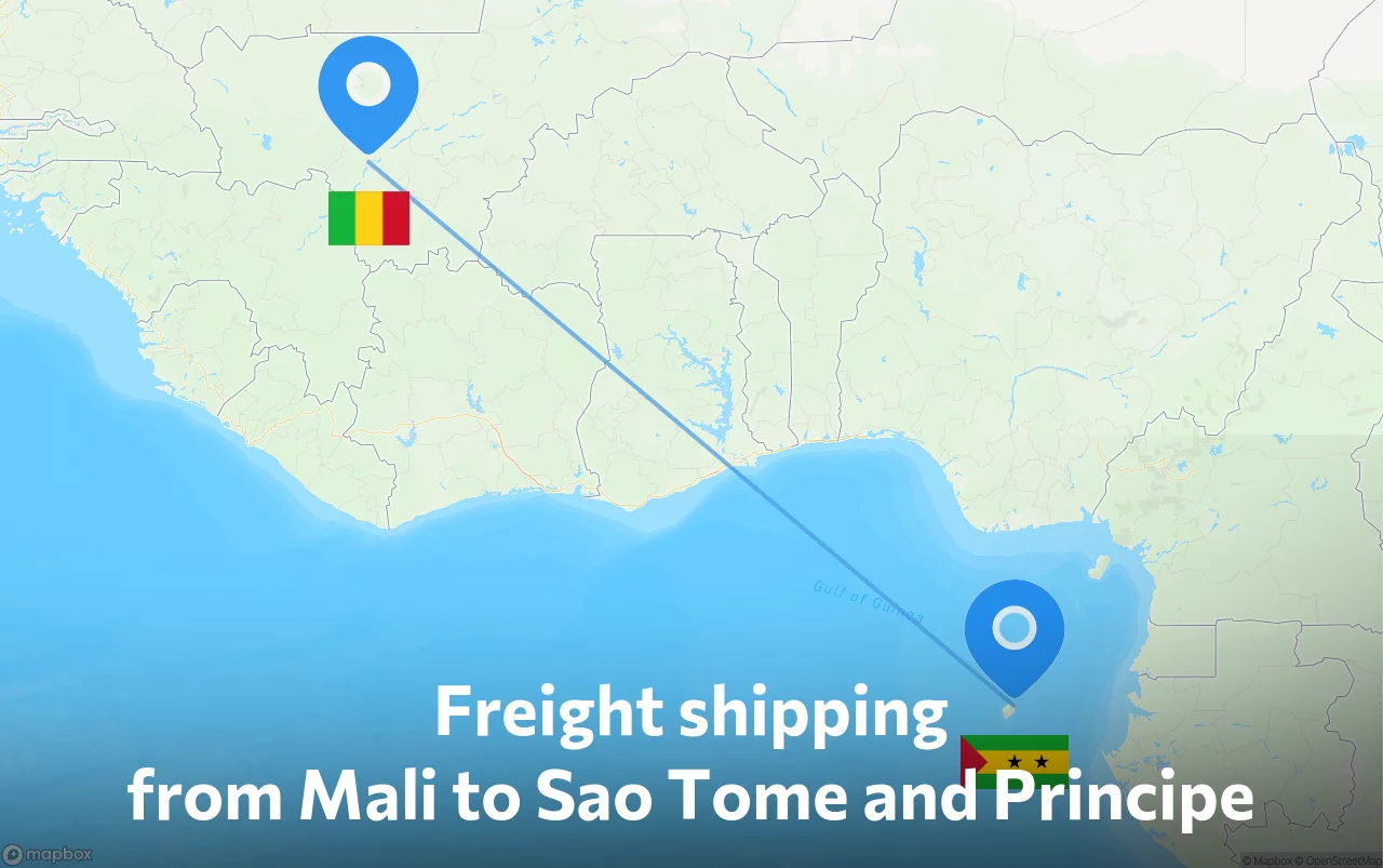 Shipping route from Mali to Sao Tome and Principe