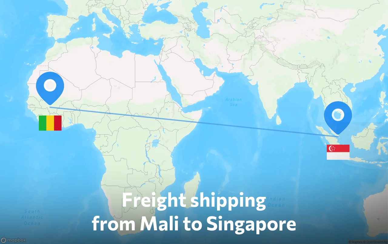 Shipping route from Mali to Singapore