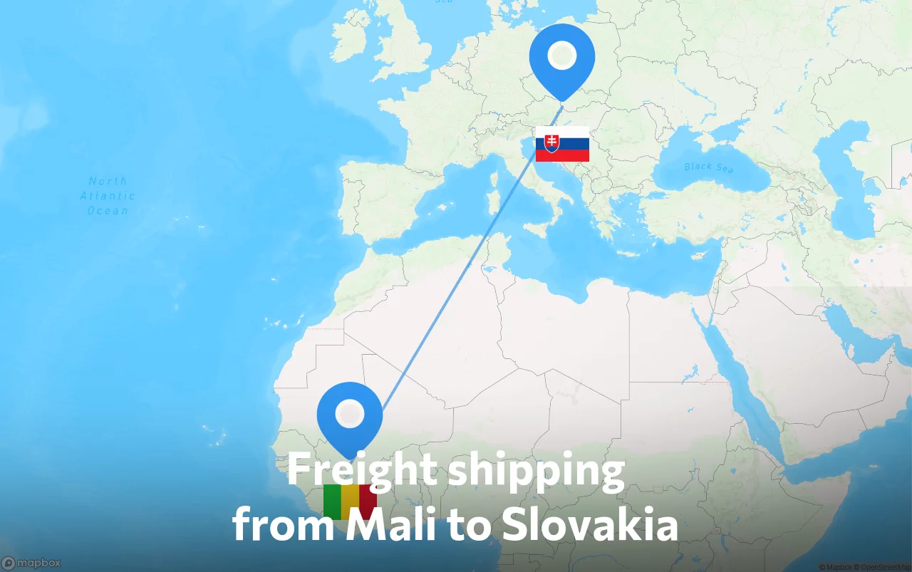 Shipping route from Mali to Slovakia