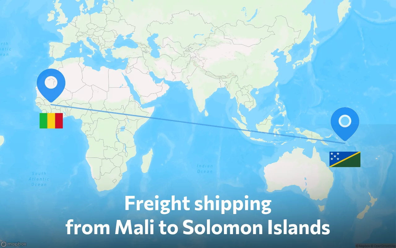 Shipping route from Mali to Solomon Islands