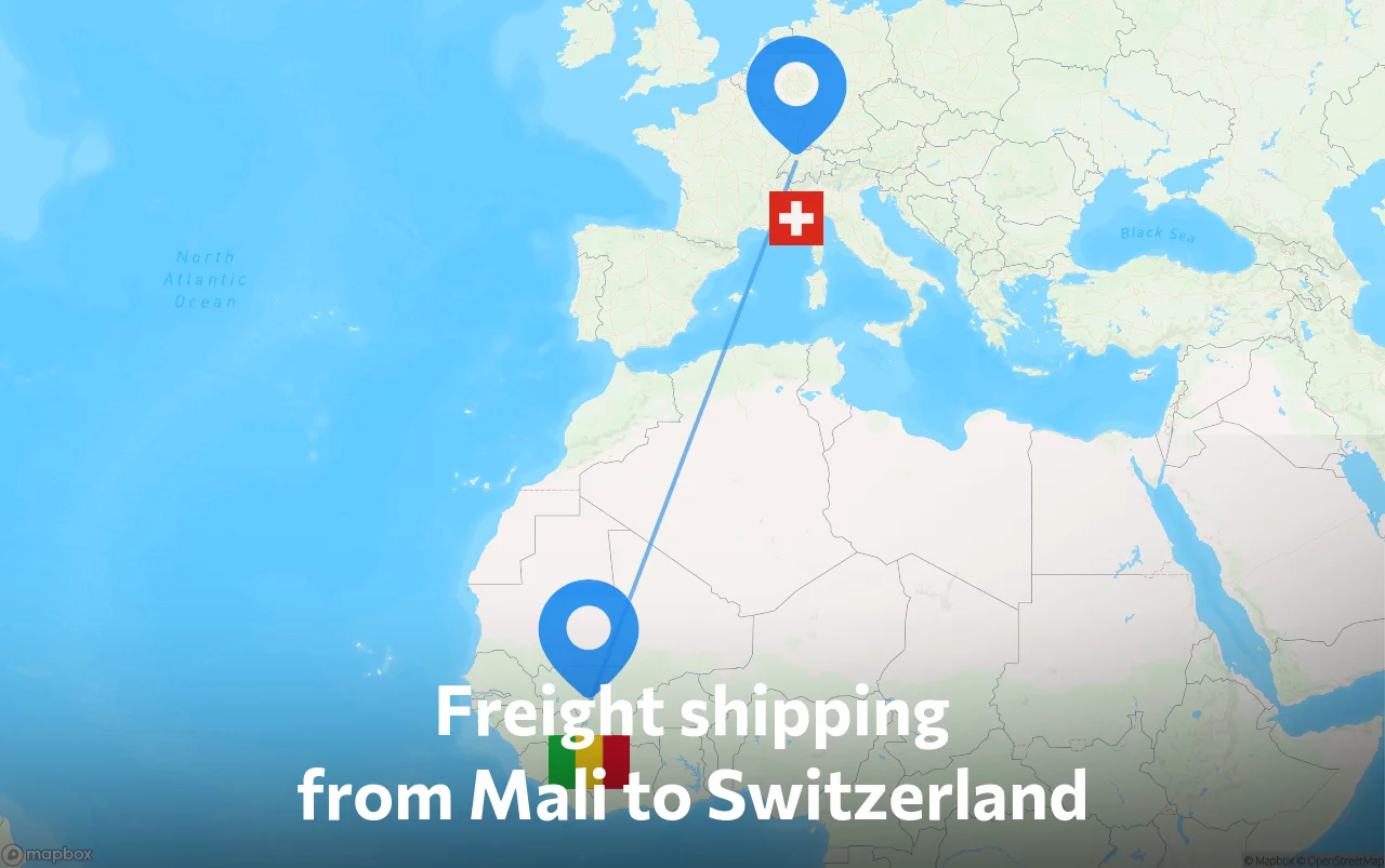 Shipping route from Mali to Switzerland