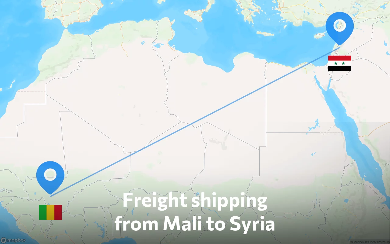 Shipping route from Mali to Syria