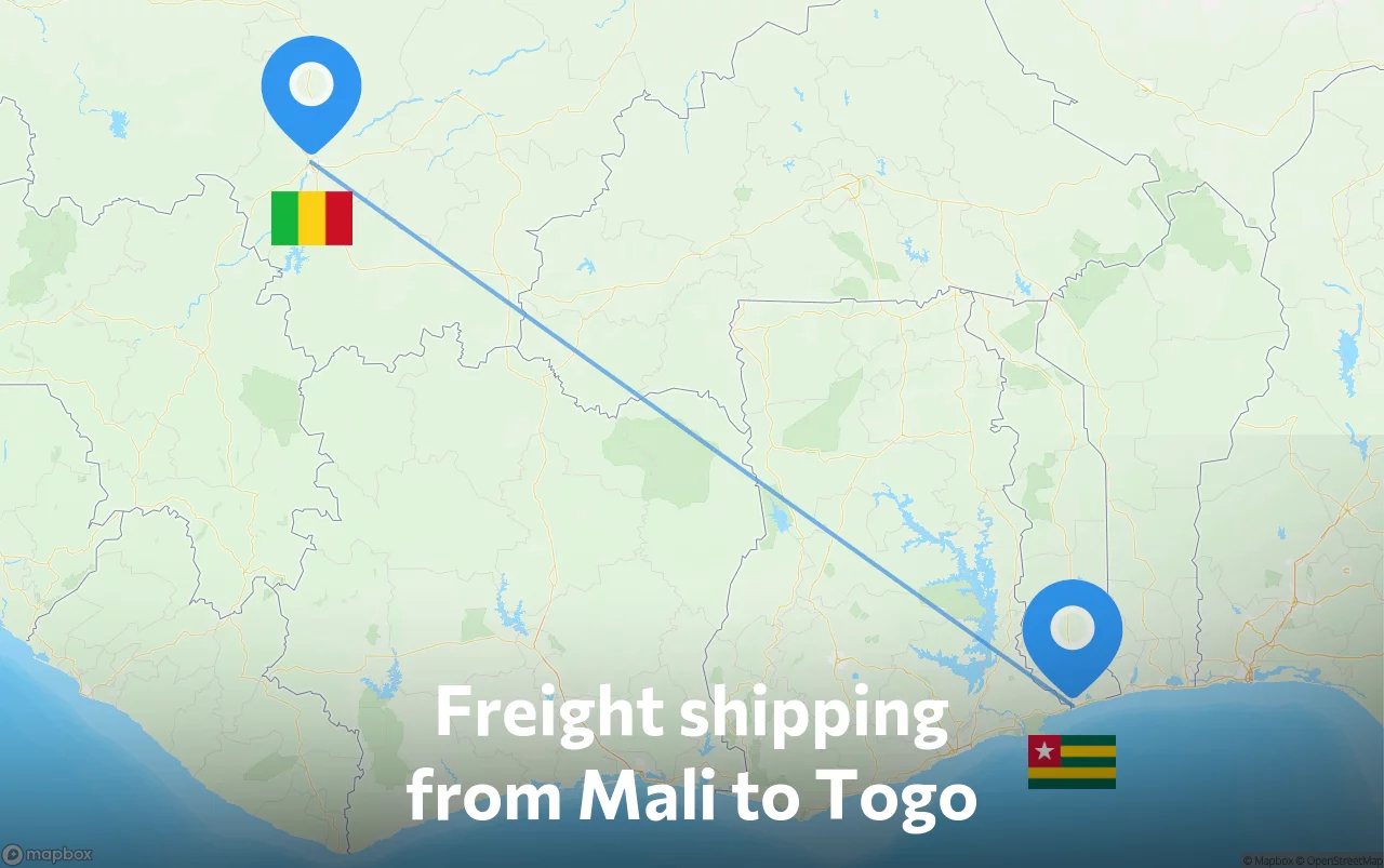 Shipping route from Mali to Togo