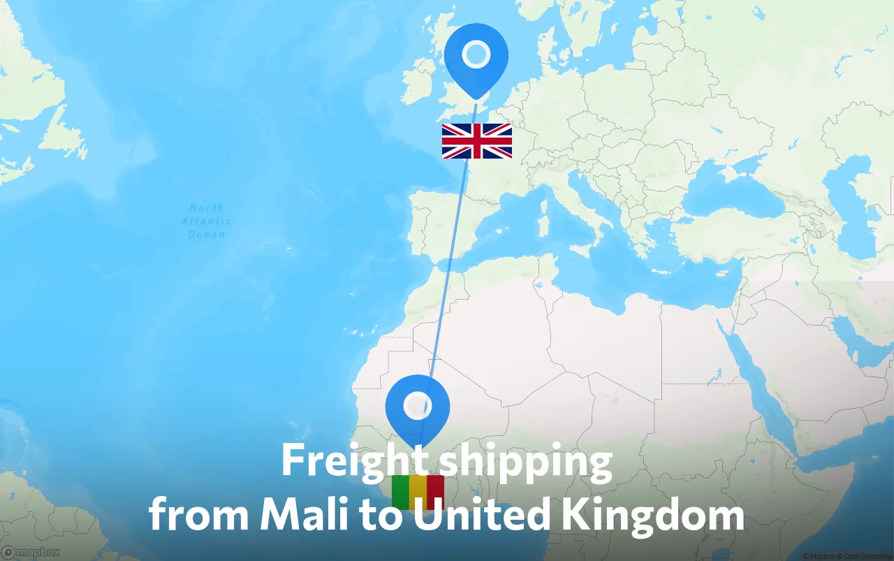 Shipping route from Mali to United Kingdom