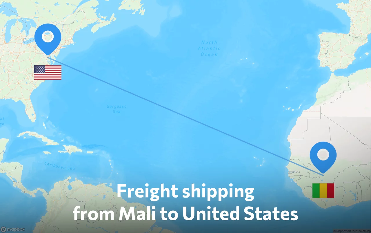 Shipping route from Mali to United States