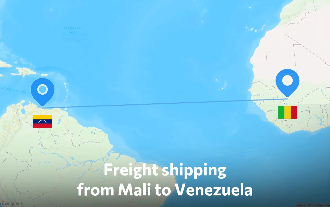 Shipping route from Mali to Venezuela