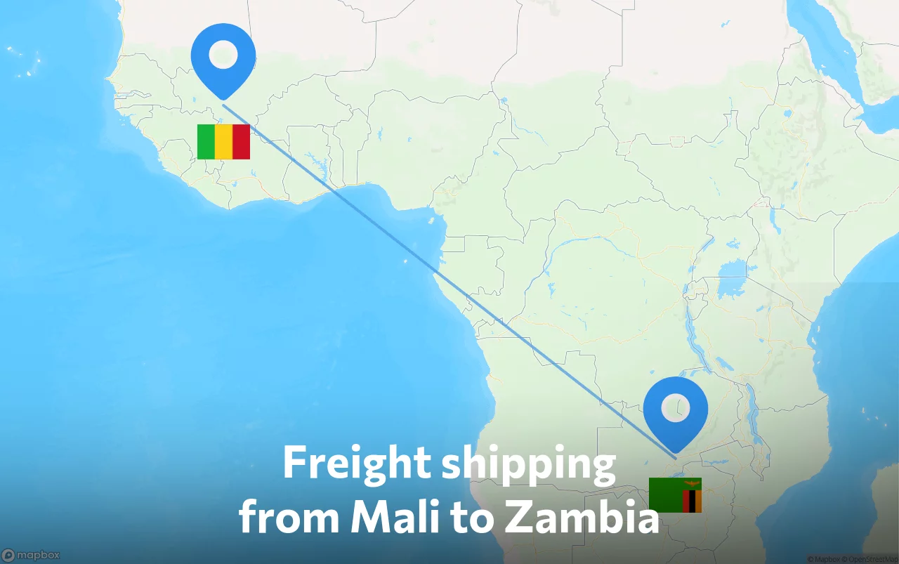 Shipping route from Mali to Zambia